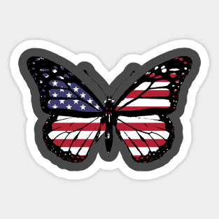 United States of America Monarch Butterfly Flag of America To Celebrate National Independence of US Sticker